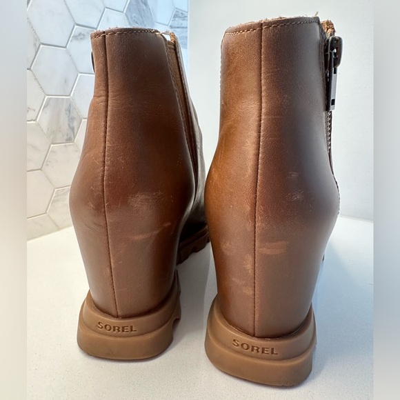 Sorel Joan of Arctic Wedge III Zip Boots Womens Size 10.5 Brown Leather Snow.B4 - Picture 4 of 9